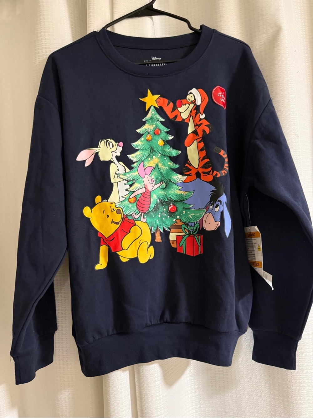 Disney Winnie the Pooh Christmas sweater light up Crewneck Sweatshirt Navy Med